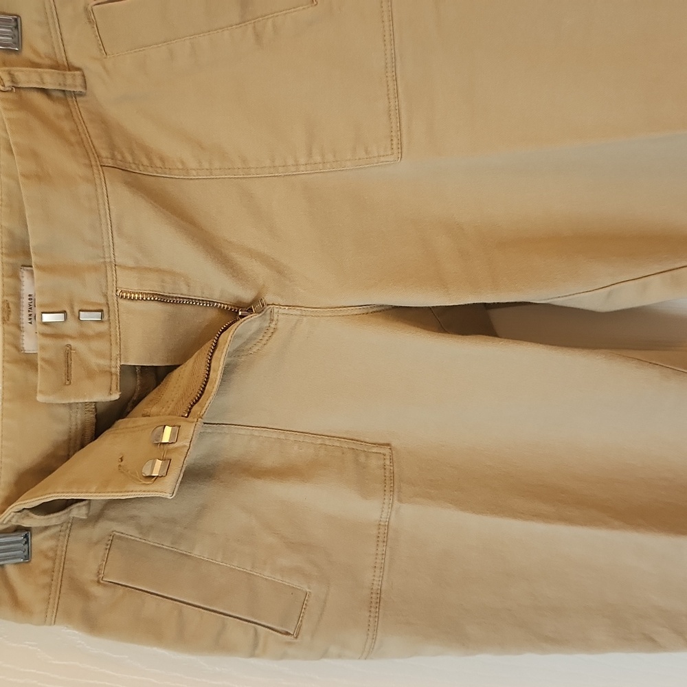 Ann Taylor Loft Women's Khaki Tan Cotton Blend Cropped Pants Size 2 Petite - Picture 5 of 11